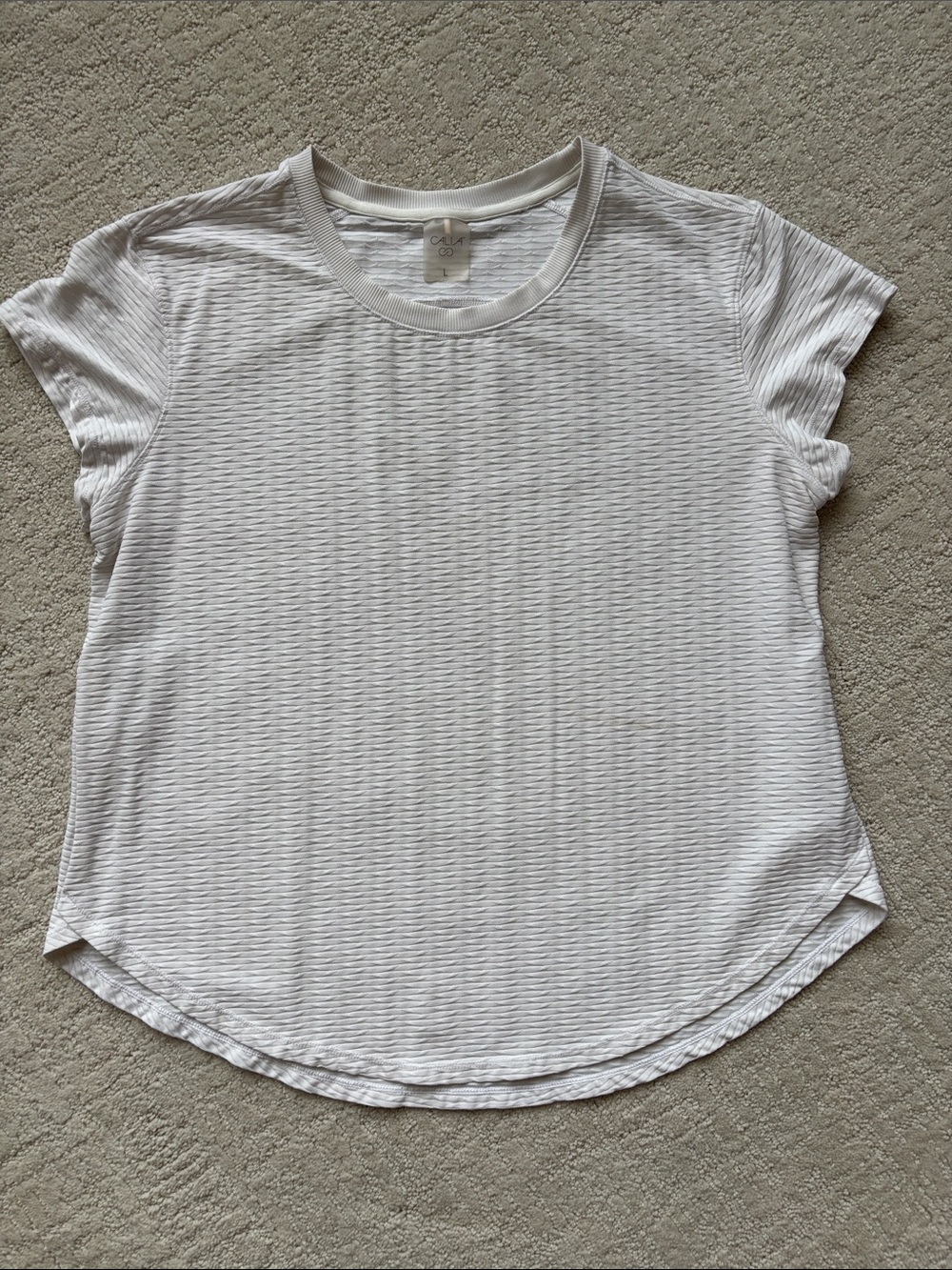 Calia White Twisted Mesh Short Sleeve Tee